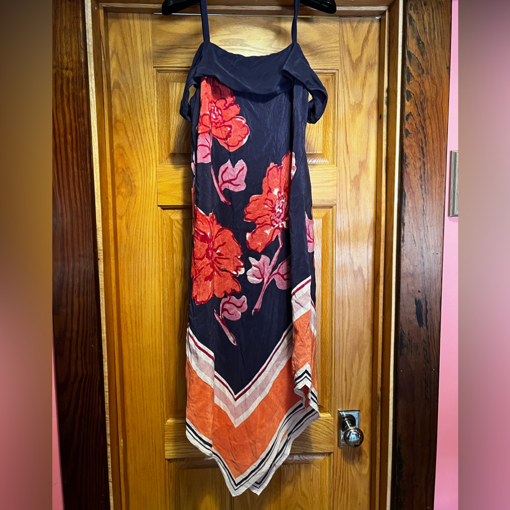 Anthropologie Tilda Silk Navy Scarf Dress By Moulinette Soeurs Size Xs Sleeveles